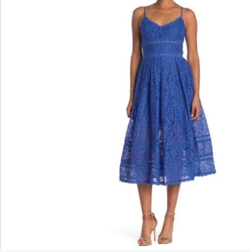 NSR Lace Fit & Flare Midi Dress Size Large NWT